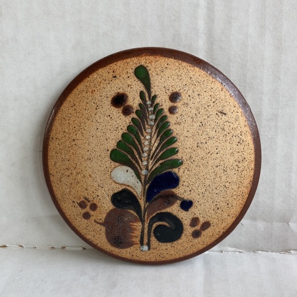 Netz Pottery Mexico Tonala fern leaf covered trinket dish bowl - Picture 6 of 15